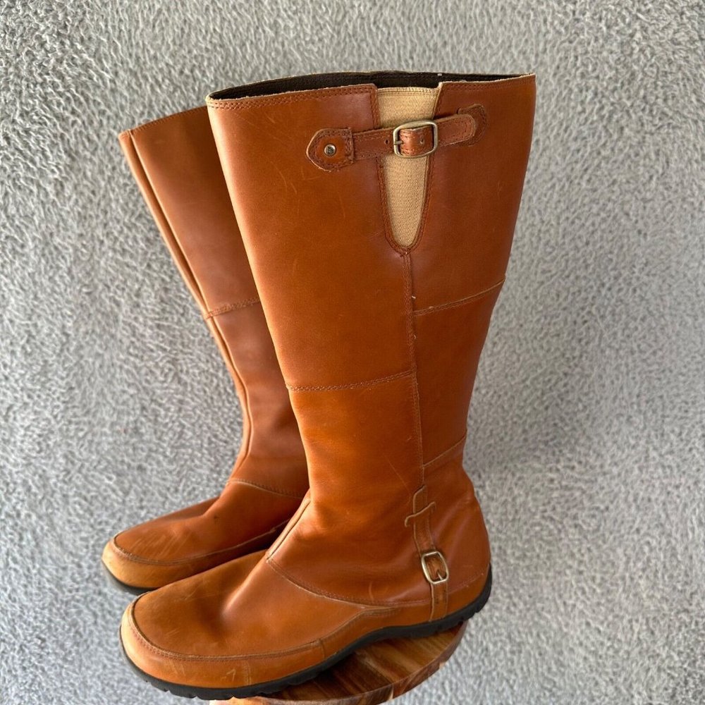 North Face Boots Women's Size 11 Brown Leather Pull On Riding Knee High Shoes